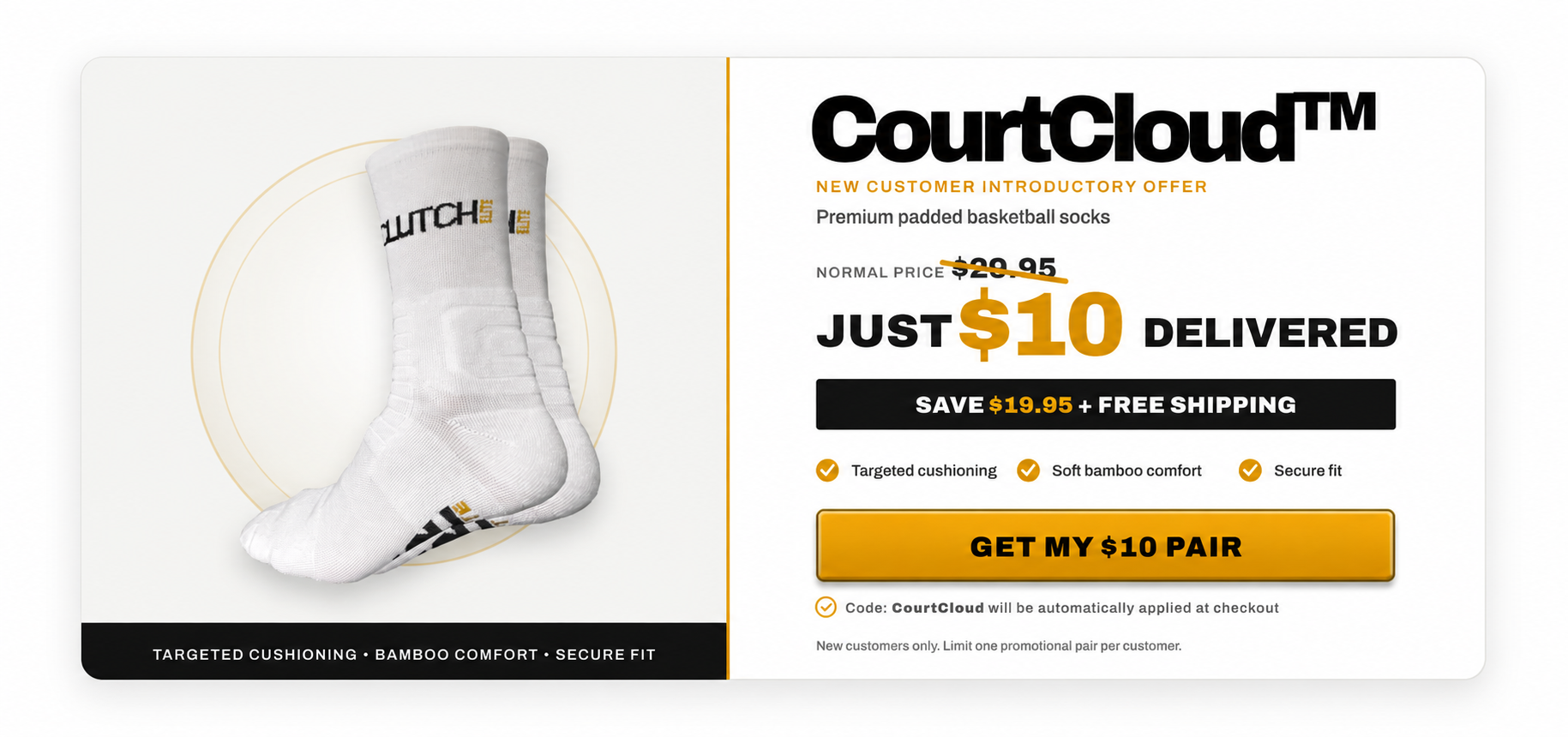 CourtCloud padded basketball socks introductory offer