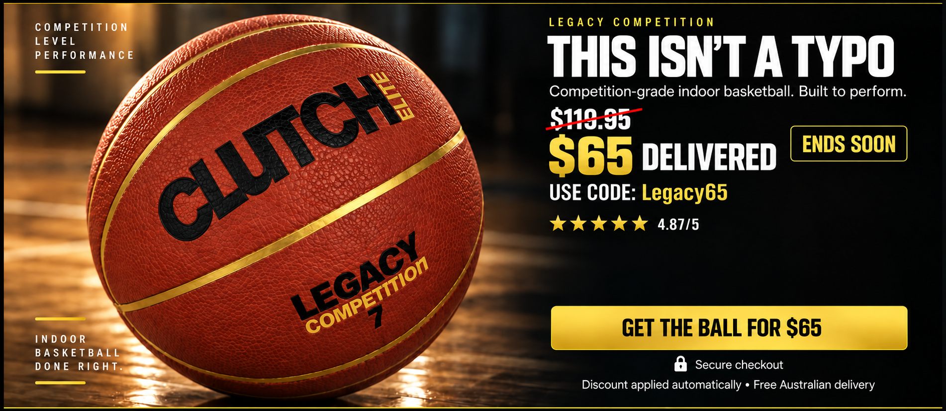 Legacy Competition basketball, $65 delivered offer